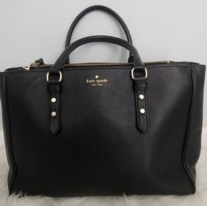 Kate Spade Black Leather Leighann Satchel / Tote Handbag (Mulberry Street)